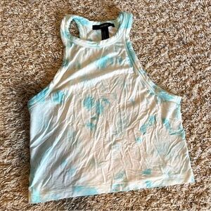 Junior’s Blue/White Tie-Dye Crop Top (M)